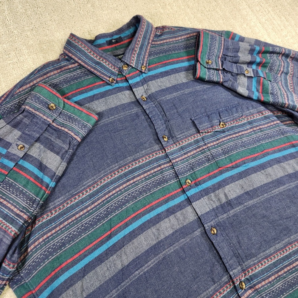 J Crew Shirt Men XL Brushed Twill Slim Aztec Navajo Western Button Down Striped